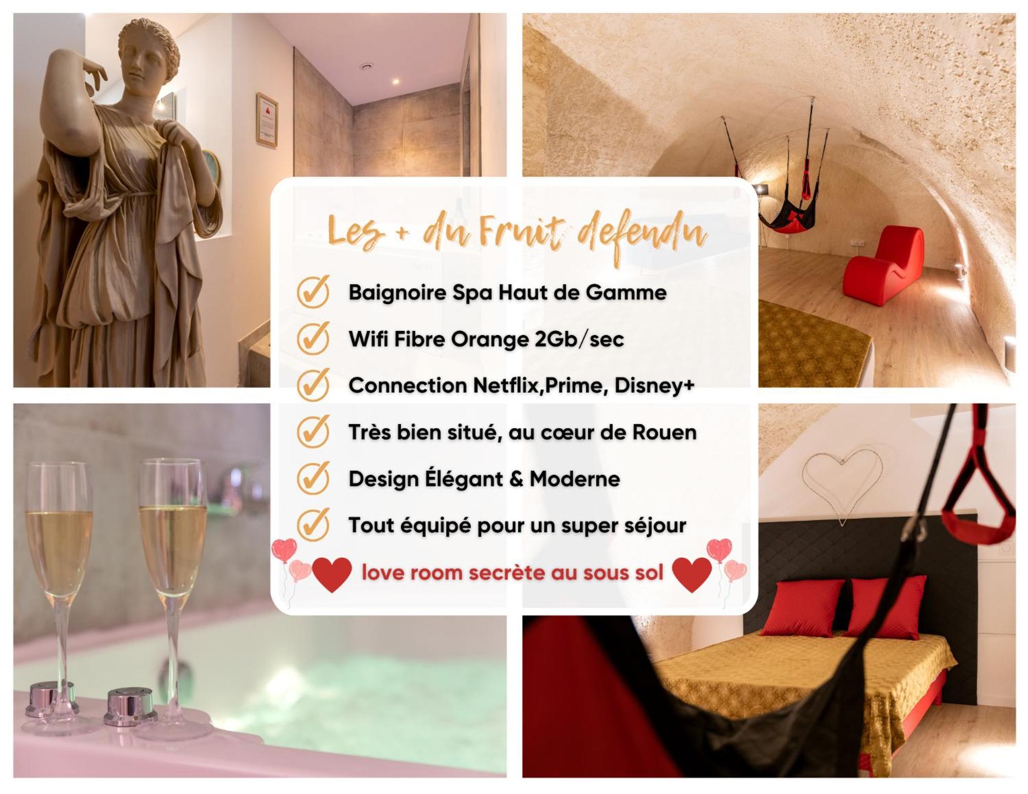 Le Fruit Defendu "Love Room" Jacuzzi Centre Ville Rouen Bagian luar foto